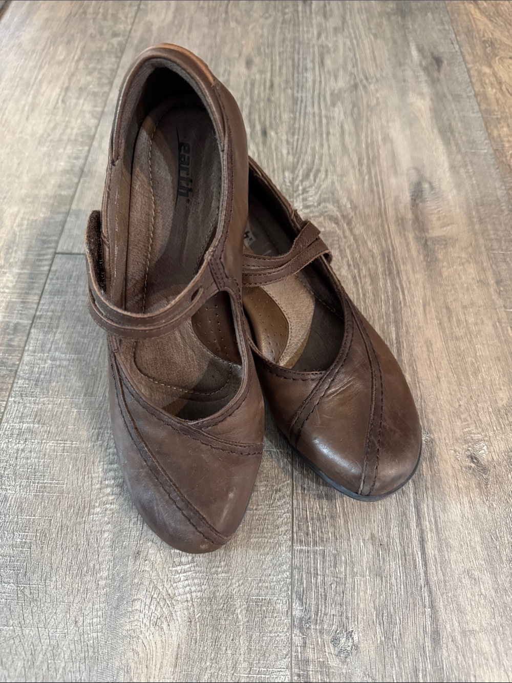 Earth Women's Brown Mary Jane Flats with Strap
